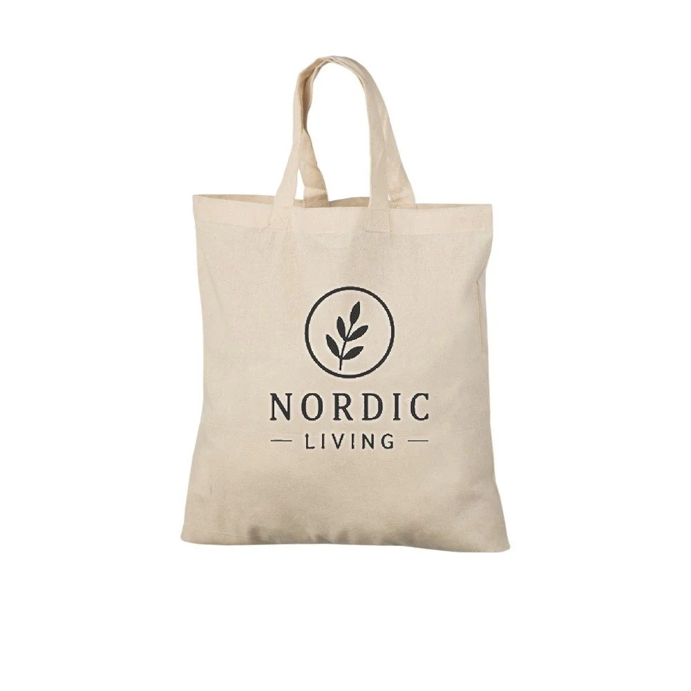 Bomullsnett, korte hanker, med eksempel på logotrykk i én farge – natur