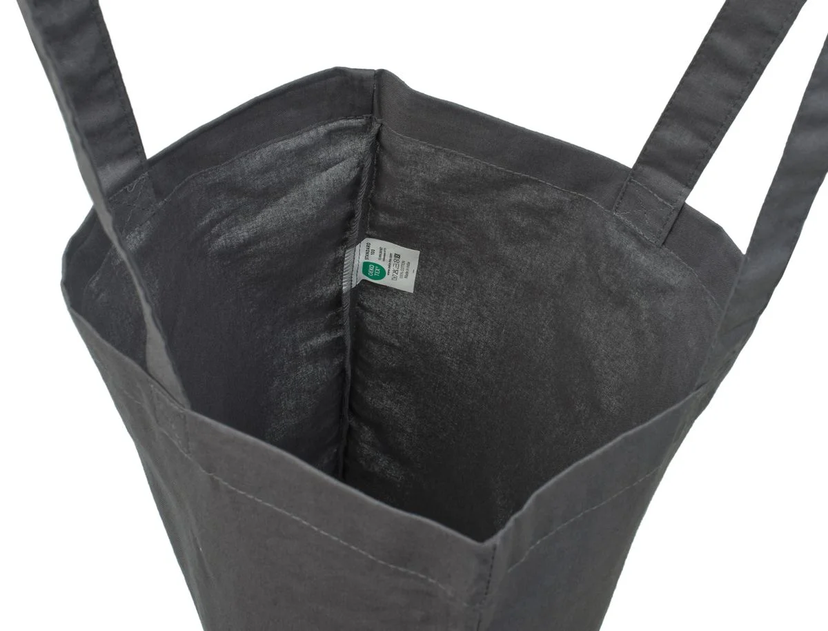 Bomullsnett, 140 g/m², innside med etikett – grått