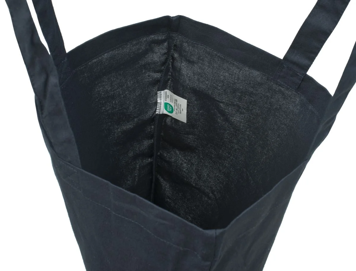 Bomullsnett, 140 g/m², innside med etikett – marineblått