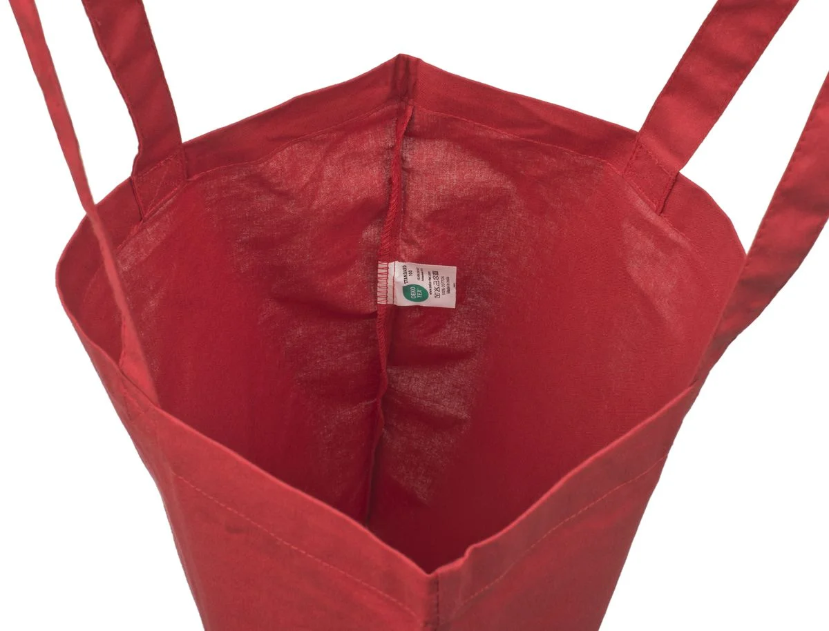 Bomullsnett, 140 g/m², innside med etikett – rødt