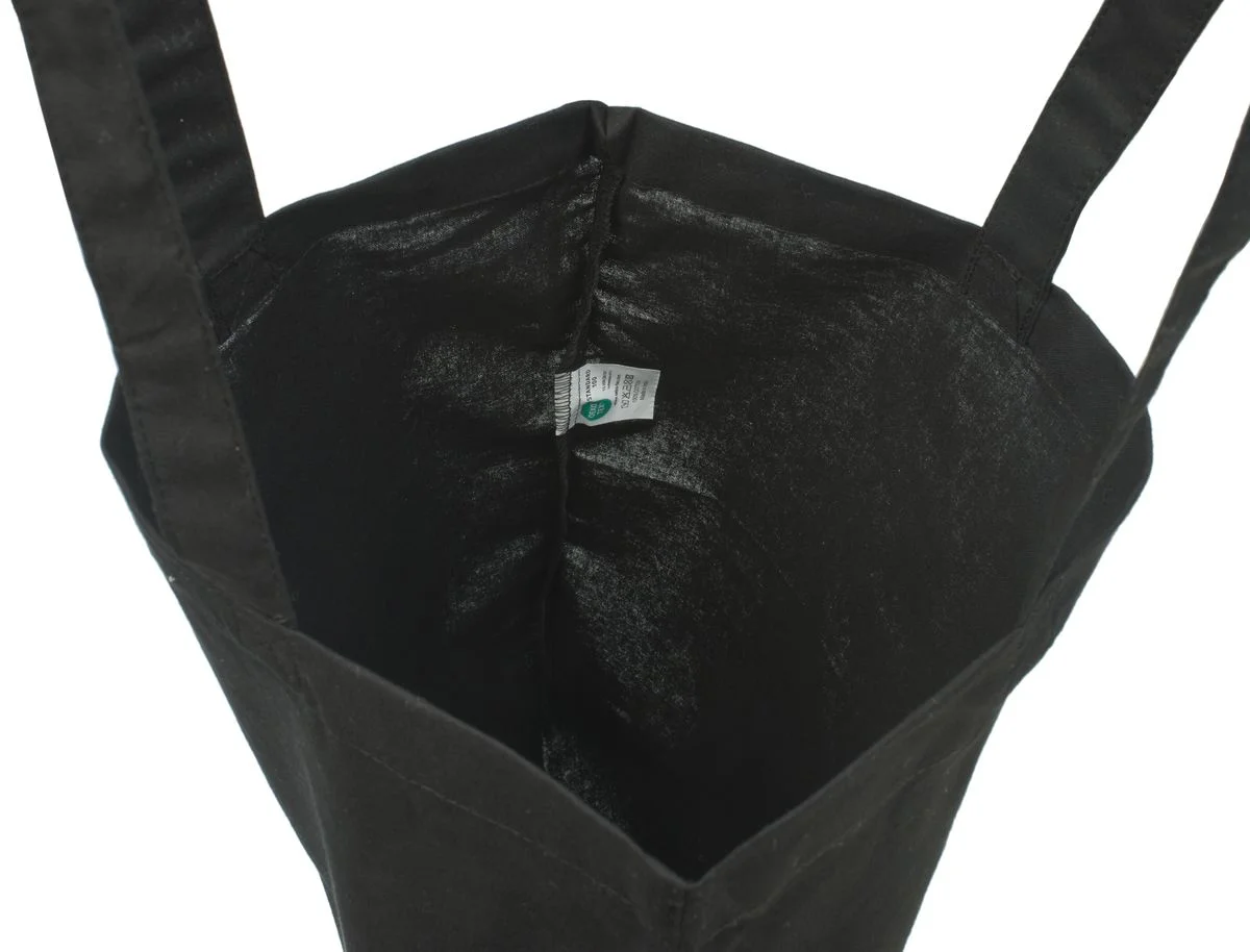 Bomullsnett, 140 g/m², innside med etikett – svart