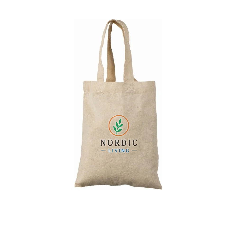 Bomullsnett, 22 × 26 cm, med eksempel på logotrykk i fire farger – natur