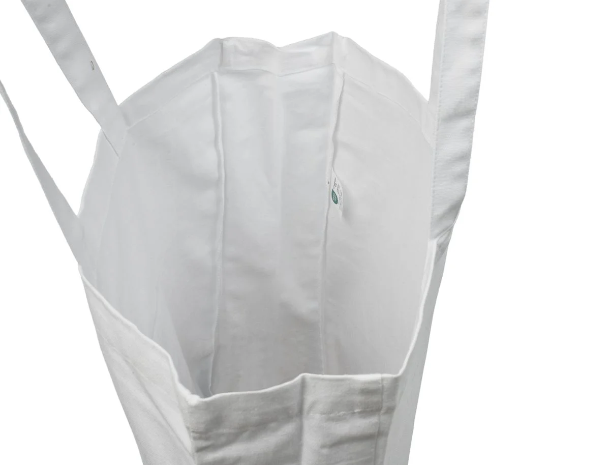 Bomullsnett med fals, 220 g/m², innside med etikett – hvitt