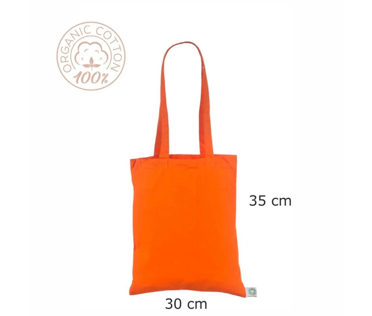 Økologisk bomullsnett, 30 × 35 cm, med påførte mål – oransje
