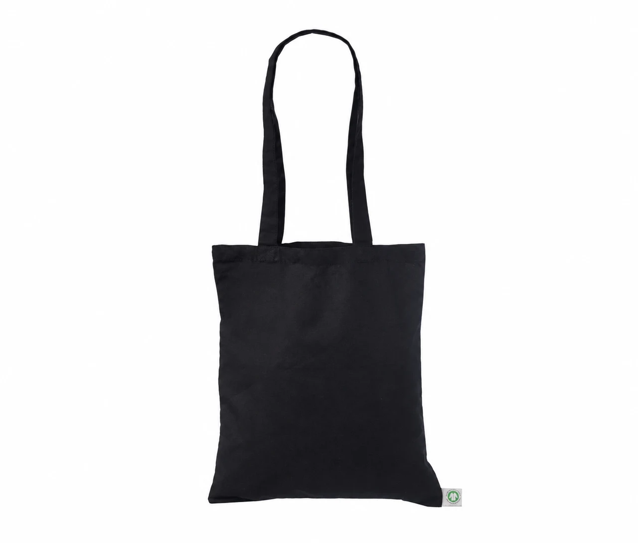 Økologisk bomullsnett, 30 × 35 cm, uten trykk, sett forfra – svart