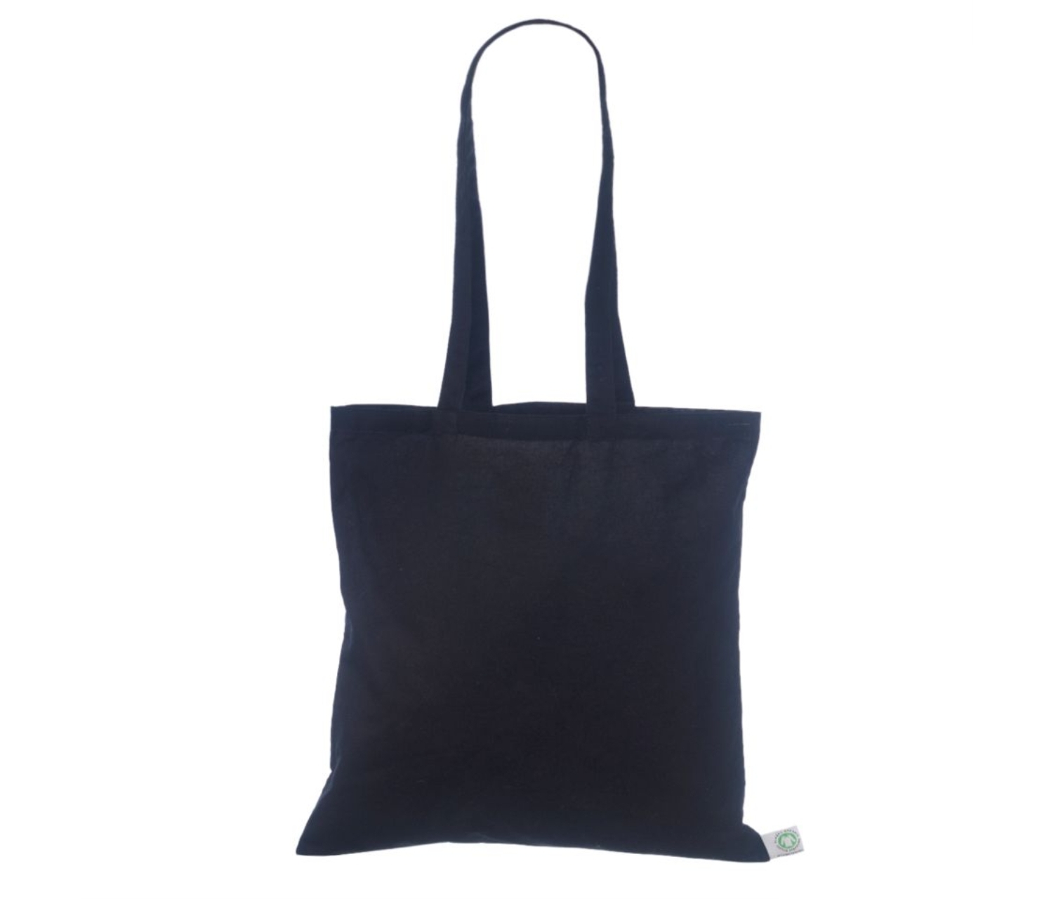 Økologisk bomullsnett, 40 × 40 cm, uten trykk, sett forfra – svart