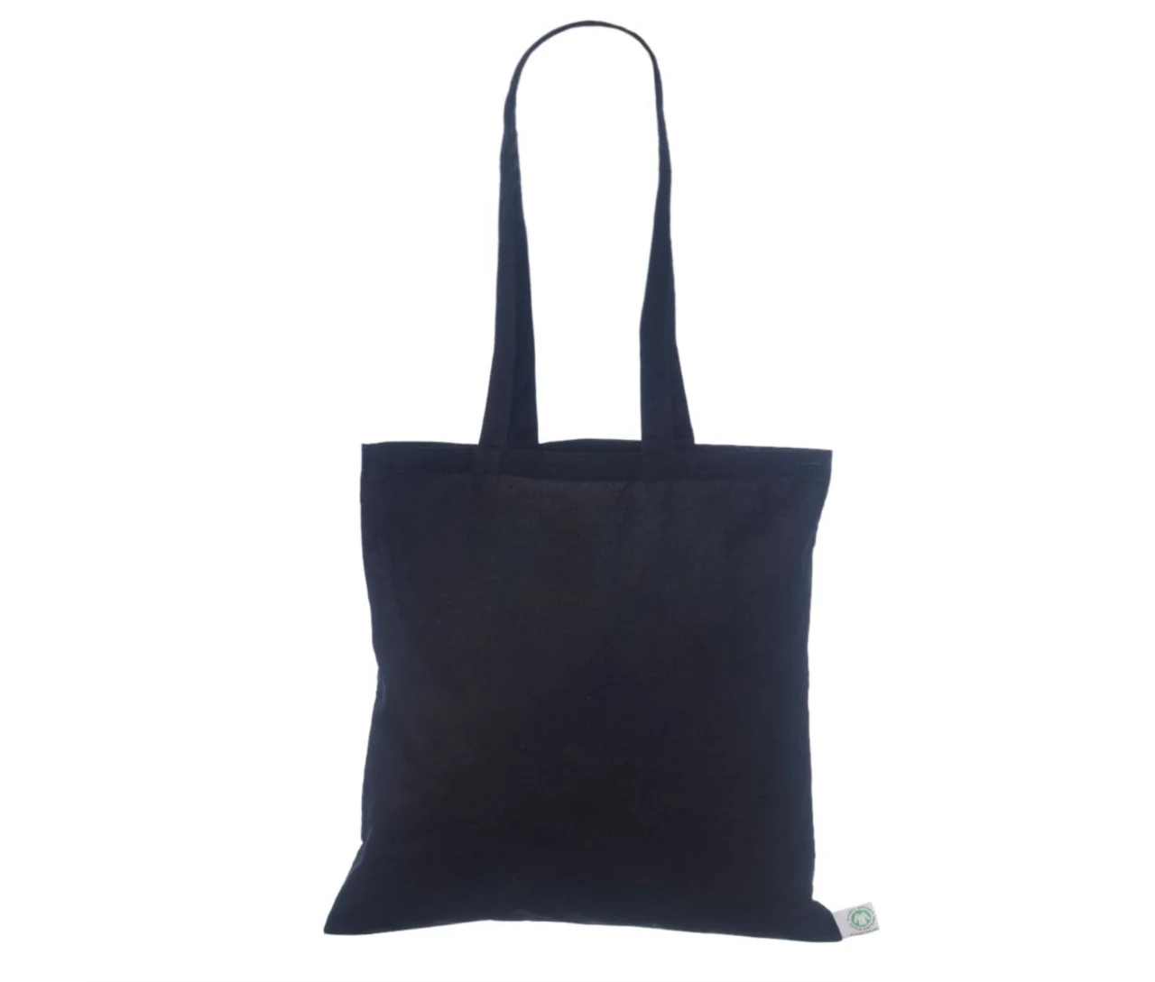 Økologisk bomullsnett, 40 × 40 cm, uten trykk, sett forfra – svart