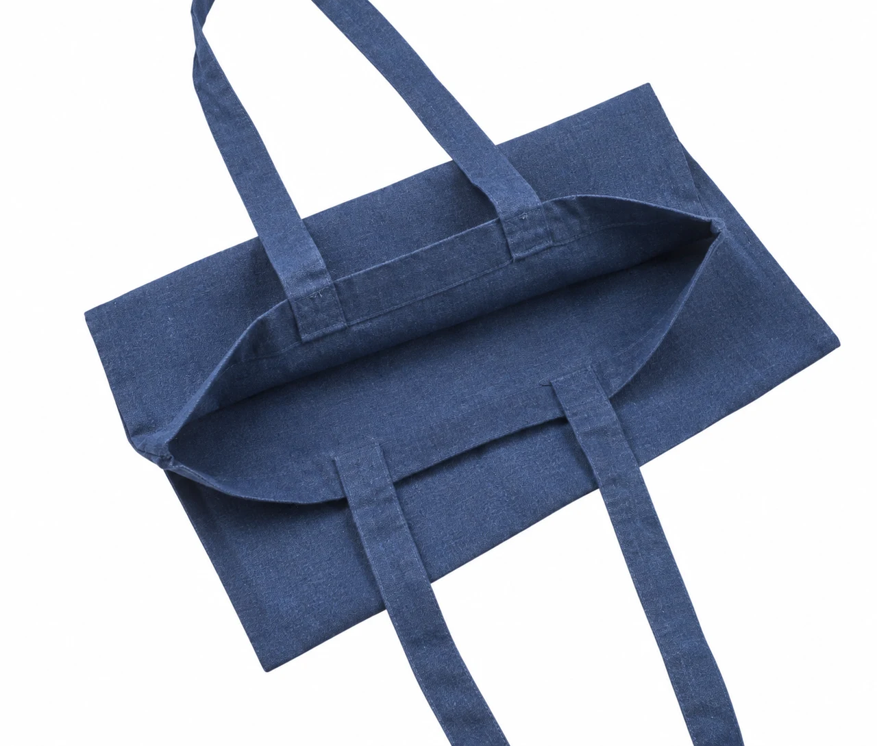 Resirkulert handlenett, 150 g/m², åpningen sett ovenfra – jeansblått
