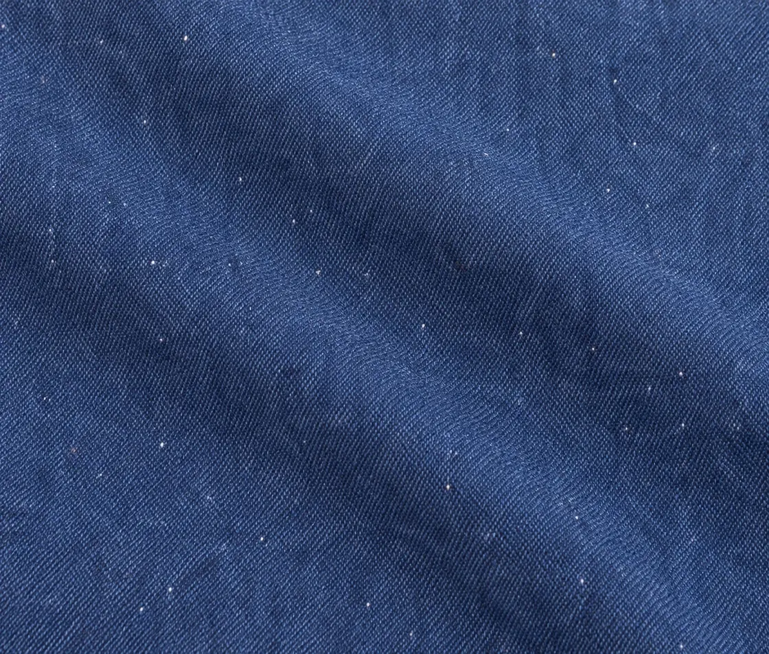 Resirkulert handlenett, 150 g/m², nærbilde av stoffstrukturen – jeansblått