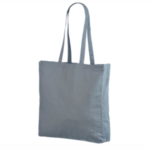 Grått handlenett med bred bunn. Mål: 38x10x42 cm