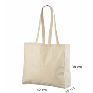 Naturhvitt handlenett med bred bunn. Mål: 42x10x38 cm